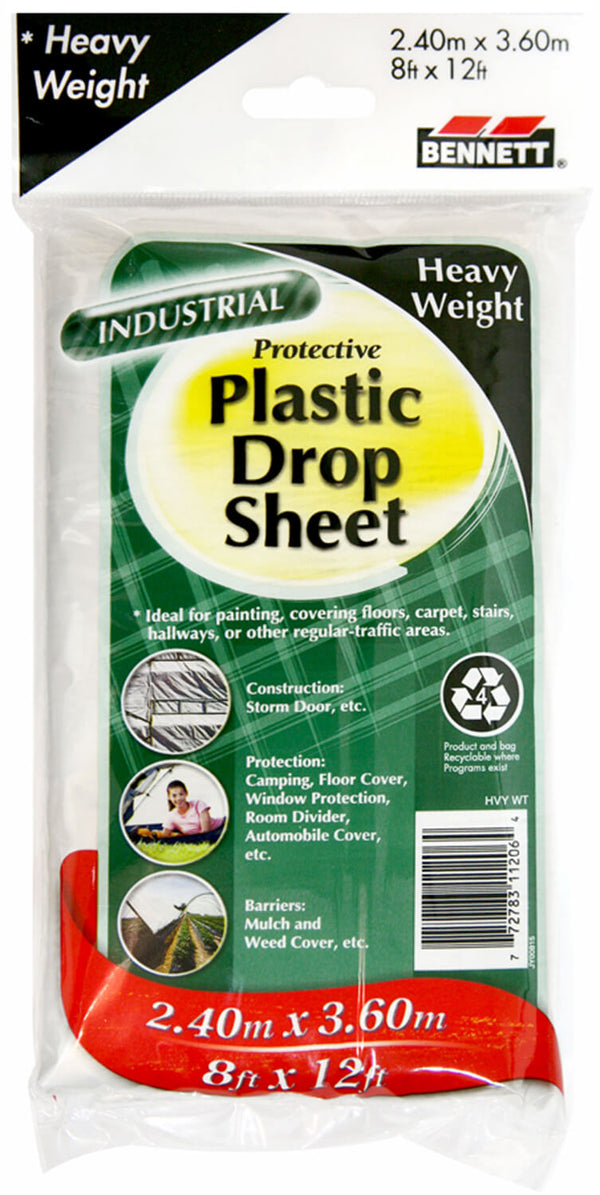 Bennett 8 X 12 Plastic Drop Sheet Heavy Weight